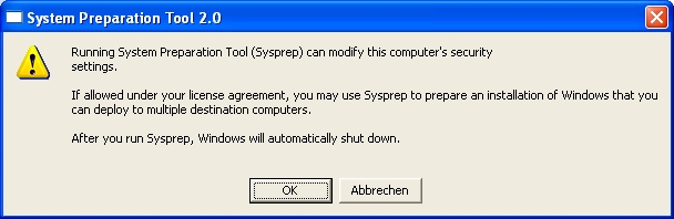 Sysprep Warnmeldung